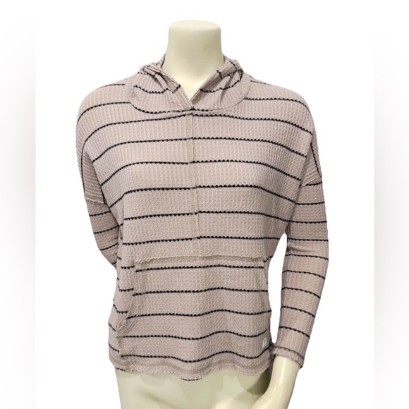 Billabong Essentials XS Striped Baja Hoodie Waffle Knit Pullover - Picture 1 of 6